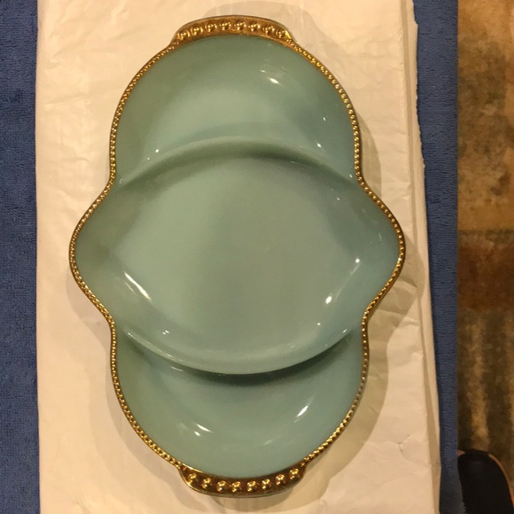 Fire King Blue Relish Dish - Picture 1 of 6